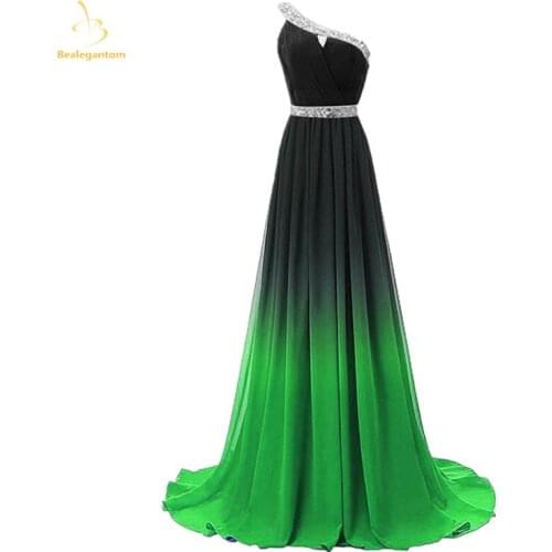Bealegantom Gradient Chiffon Evening Dresses 2021 With Sequin Beaded Long Ombre Formal Prom Party Gown For Women QA1585
