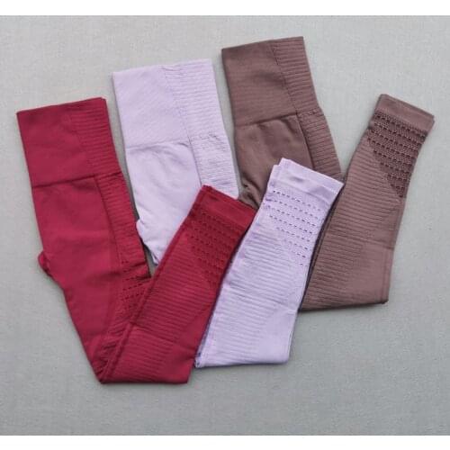 Energy Seamless Yoga Pants Tummy Control Sports Running Leggings Women Stretchy Fitness Gym Tights High Waist Hollow Leggings