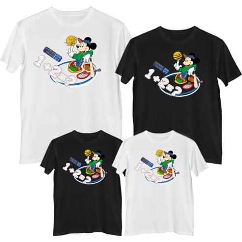 Disney Mickey Mouse T-shirt Summer Comfortable 100%cotton Fashion clothes for teens Mens clothing boy t-shirt shirt father son