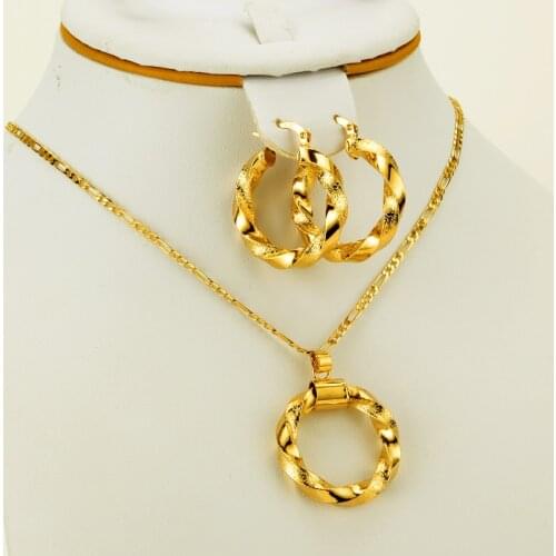 Dubai gold Jewelry Ethiopian necklace & earrings for Israel/Sudan/ Arab/middle east African sets Gold Color jewellery women Gift