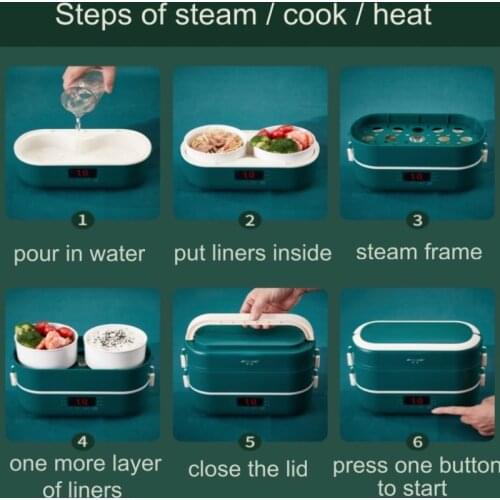 Double-layer Lunch Box 2L Food Container Portable Electric Heating Insulation Dinnerware Food Storage Container Bento Lunch Box