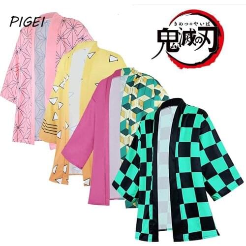 DAnime Demon Slayer Kimetsu No Yaiba Costumes Haori Summer Agatsuma Zenitsu Tomioka Giyuu Cosplay Cardigan Kimono Coat Tops