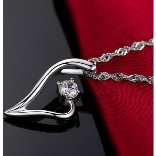 Fashion 925 Sterling Silver Zircon Heart Pendants And Necklaces For Women Wedding Party Jewelry Birthday Gift 2021 GaaBou