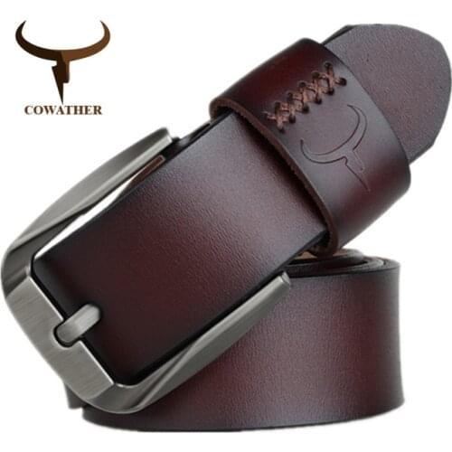 Cowleather Men Male Business Pin Buckle Belt High Quality Genuine Real Leather Belts Strap Luxury Brand Design Jeans Waistband