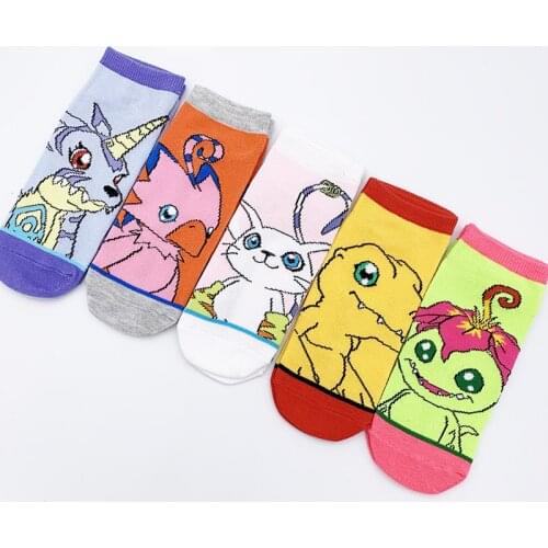 Digimon Adventure Men Sock Boat Man Socks Cartoon Unisex Animal Casual Sox Cute Adult Cotton Funny Classic Spring Summer Sokken