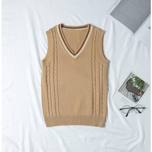 New 2019 Fashion Style Jk School Uniform Vest Sleeveless Pullover Sweater Vest Japanese Uniform Cotton Cosplay Knitwear Sweater