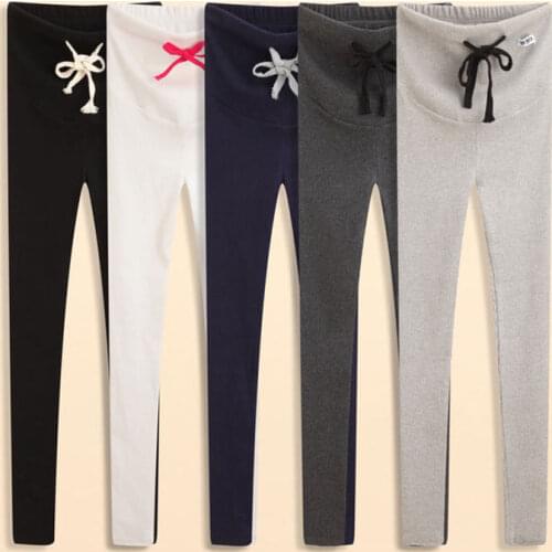 Autumn Winter Drawstring High Waist Maternity Leggings for Pregnant Women Doll Maternity Clothes