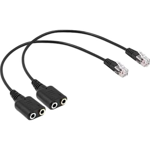 Headset Adapter RJ9 Plug Dual 3.5 Mm Audio Socket Socket To Plug RJ9 Plug Adapter Converter Cable for Telephone