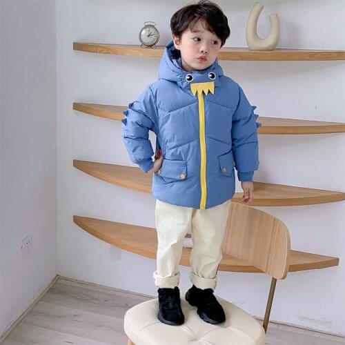 New dinosaur fashion childrens Warm Down Jacket for Girls parka Colored Fur collar Thicken Outerwear Winter clothes snowsuit