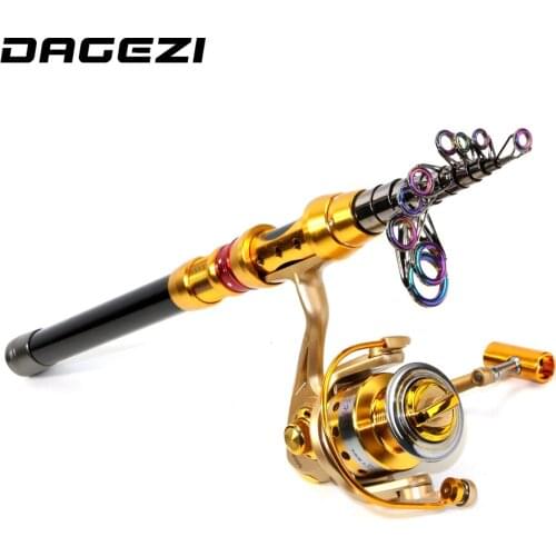 DAGEZI Portable Telescopic Fishing Rod + fishing reel Spinning Fishing wheel Sea Rod 1.8-3.6M rod+reel fishing tackle
