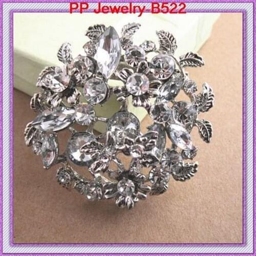 Silver plated Clear crystal rhinestone (60pcs/lot)Wholesale Fashion Pin brooches