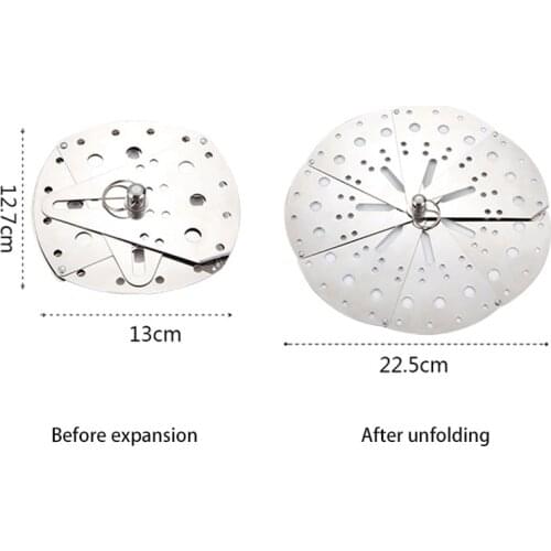 Practical Stainless Adjustable Drop Lid Simmering Food Pot Cover Anti-Overflow Prevention Cover Steaming Rack