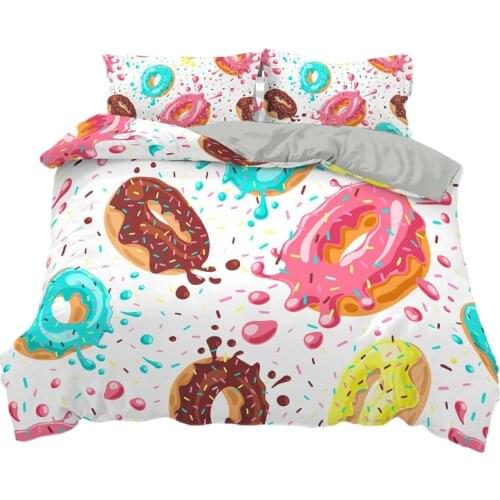 ROMANZO 2/3 Pcs donuts Bedding Set Duvet Cover Cartoon King Queen Single Bedding Sets Bed Set Quilt Comforter Covers