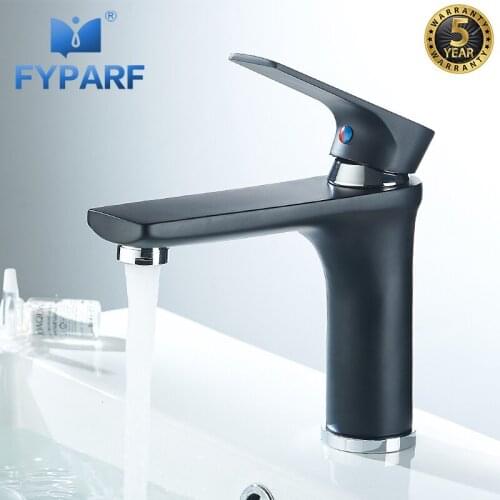 FYPARF Bathroom Faucet Black Basin Mixer Tap Brass Hot and cold Water Faucet Basin Faucet Single Handle Bathroom Sink Tap Crane