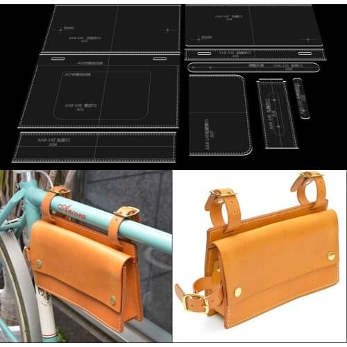 Bicycles Bags Cutting Mold Leather Waist Bag Acrylic Template Toolkit DIY Leather Portable Belt Bag Sewing Stencil Pattern