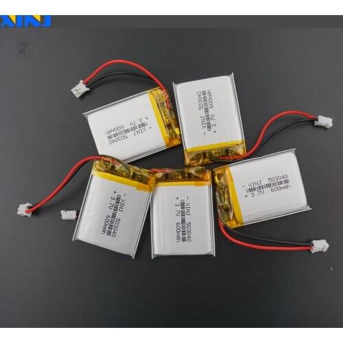 XINJ 5pcs 3.7V 600mAh LiPo Polymer Battery cell 503040 2pin JST 2.0mm plug For bluetooth speaker Sat Nav Camera Driving recorder