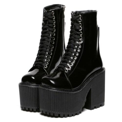 2021 new fashion ankle boots for women high platform women shoes leather martin boots high heels tie cross boots women