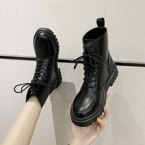 Womens Boots Autumn winter PU Leather Women Boots 2020 Fashion Platform Classic Retro Color Casual Womens Ankle snow boots