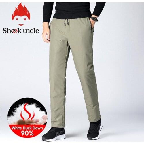 Winter Warm Men Down Pants 90% White Duck Down Outdoor Sports Camping Pants Hiking Pants Thicken Thermal Down Trousers Windproof