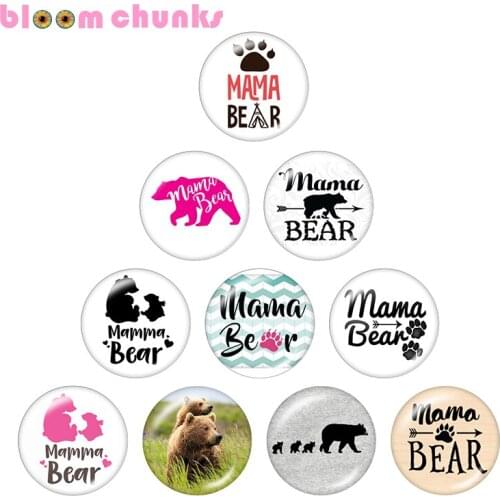 Mama bear 10pcs mixed 12mm/18mm/20mm/25mm Round photo glass cabochon demo flat back Making findings S5636