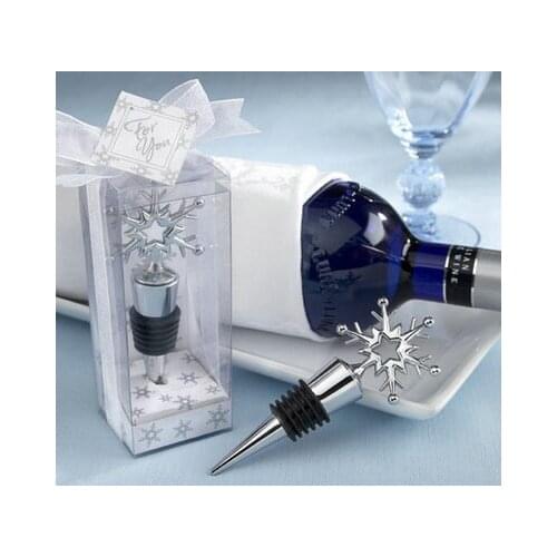 100 PCS/LOT Snowflake Bottle Stopper wedding favors guest gift for men Free shipping