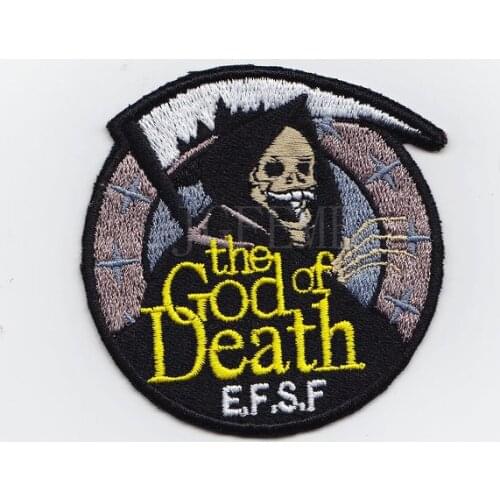 100%Embroidery Gundam The GOD OF DEATH E.F.S.F. Military Tactical Morale Embroidery patch Badges B2454