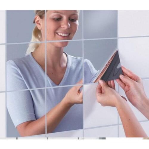 16Pcsx100Set Modern Wall Sticker Plastic Mirror Sticker Living Room Decoration Sticker