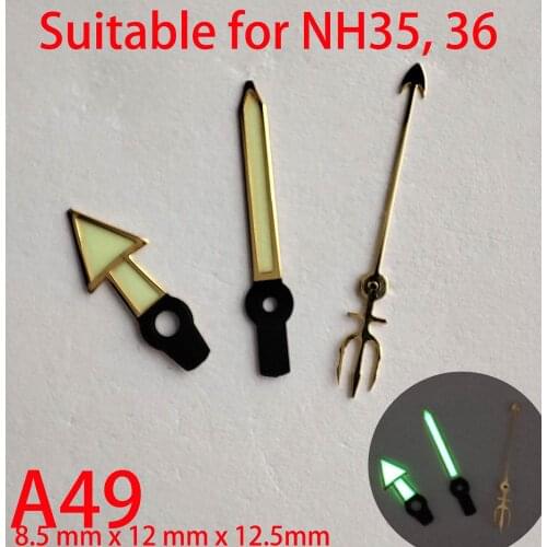 A49 suitable for NH35 watch pointers, watch accessories hand watch custom accessories NH36 Green luminous