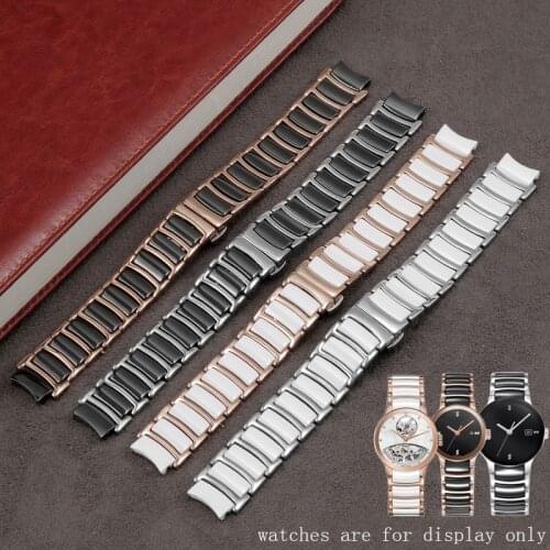 Ceramic +Fine Steel Strap 16x12 20x16mm Convex Interface Bracelet Butterfly Buckle Suitable For Rado R30927722 Watch Accessories