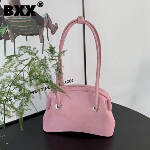 [BXX] Simple Solid Color PU Leather Bags For Women 2021 Summer Branded Shoulder Bag Handbags Trending Luxury Hand Bag HS499