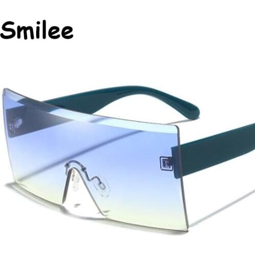 One-Piece Square Yellow Sunglasses Women Luxury Vintage Brand Elegant Designer Men Color Sun Glasses Rimless Oversized Shades