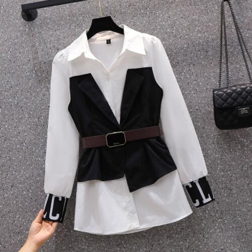 DANWEIHONG Black And White Blouses