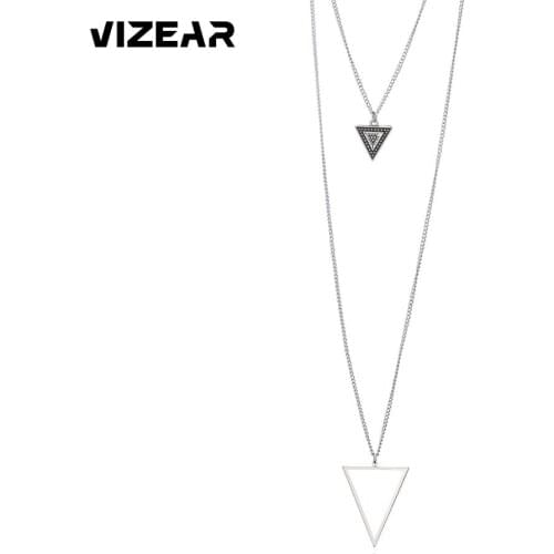 Ethnic Triangles Pendant Necklaces Multilayer Long Chain Necklace For Women and Men Jewelry Boho Triangles Charms Popular 2021