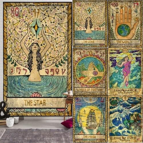 Tarot Cards Tapestry Wall Hanging Astrology Divination Bedspread Yoga Beach Mat