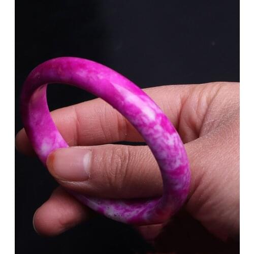 Chinese Natural Peach Blossom Red Hand Carved Wide Bar Jade Bracelet Fashion Boutique Jewelry Womens Fashion South Bracelet