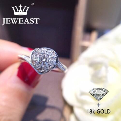 Natural Diamond 18K Gold Pure Gold Ring AU 750 Gold Solid Gold Rings Good Beautiful Trendy Party Brand Jewelry Hot Sell New 2020