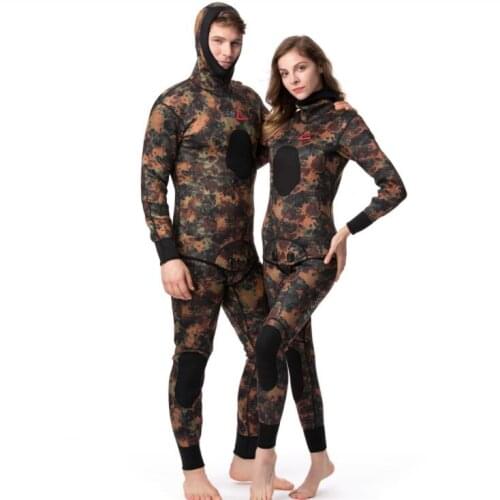 Diving suit 3-5MM camouflage fishing suit and two sets of surf diving suit for men and women Free Diving Suit