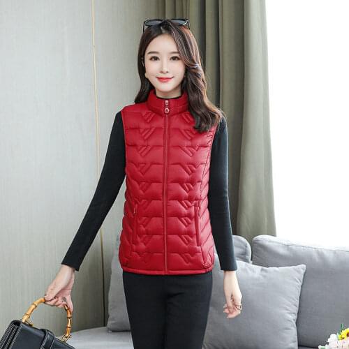 Jacket Vest Womens Cotton Vest Silk Cotton Vest Ultra-Light Coat Autumn Winter Chaleco Mujer