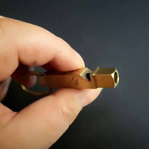 Brass Whistle Copper Creative Carving Gift EDC Children Outdoor Life Saving whistle Key Ring Decoration