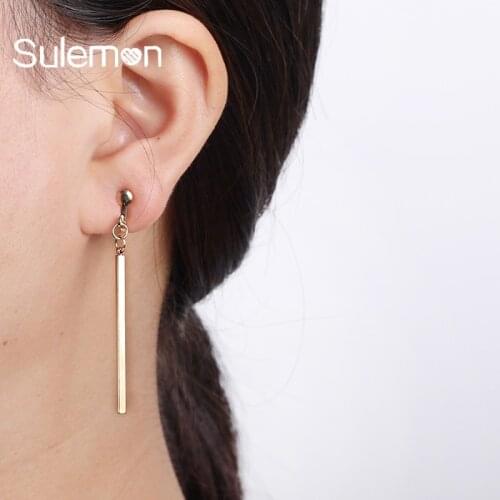 Metal Strip Clip On Earrings Women Fashion No Ear Hole Earring Trendy Simple Style Gold-color Geometric Clip Earrings CE18