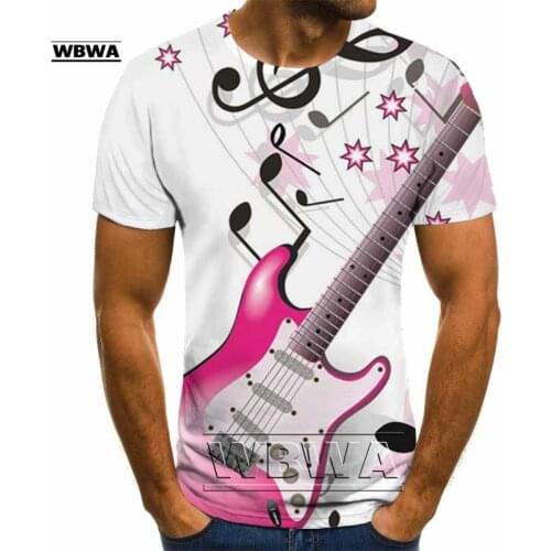 2021 New Fashion Personality 3D Digital Printing Men Short-Sleeved T-shirt Music Note Loose Casual Round Neck Tops