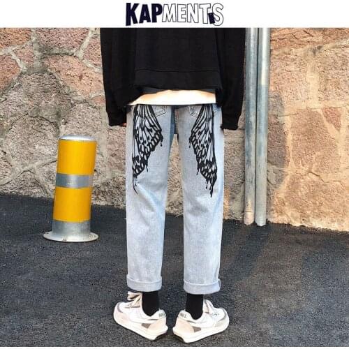 KAPMENTS Men Printed Hip Hop Denim Pants 2020 Japanese Streetwear Mens Joggers Fashions Vintage Jeans Male Winter Sweatpants 5XL
