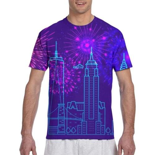 2020 Mens T shirts Fashion New Summer Mens Short Sleeve T-shirt Casual Fireworks Over New York Tshirt For Man Full Printed
