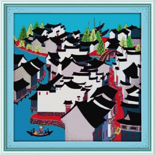 Everlasting Love Chinas Yangtze RiverDelta Cross Stitch Kit Ecological Cotton Cross Stitch 11CT DIY Gift New Year Decorations