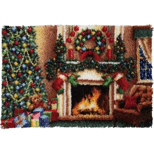 Latch Hook Kits Rug Christmas Cardinal Crocheting Carpet Rug with Printed Canvas for Kids Adults Beginners