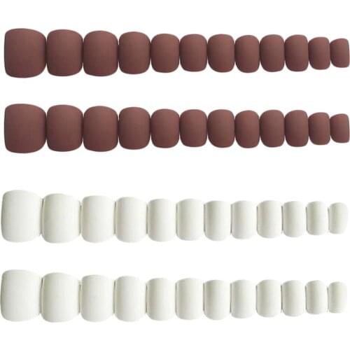 24X Women Girls ABS Fake Nail Tips Short Full Cover False Nails Glues