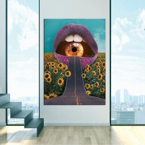 Sunflower Taguchi wall art decoration, vigilant eye surreal poster, landscape printing art photography decoration poster