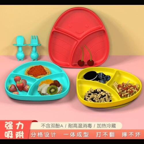 New Childrens Tableware Cutlery Set Silicone Dinner Plate Baby Cutlery Silicone Spoon Grid Complementary Food Plate Baby Bowl
