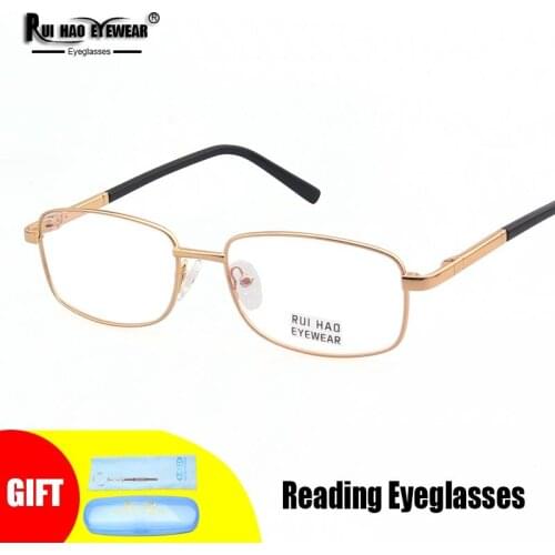 Unisex Reading Eyeglasses Rectangle Design High Clear Presbyopic Glasses HMC Coating Resin Lenses Spring Spectacles Frame 6042