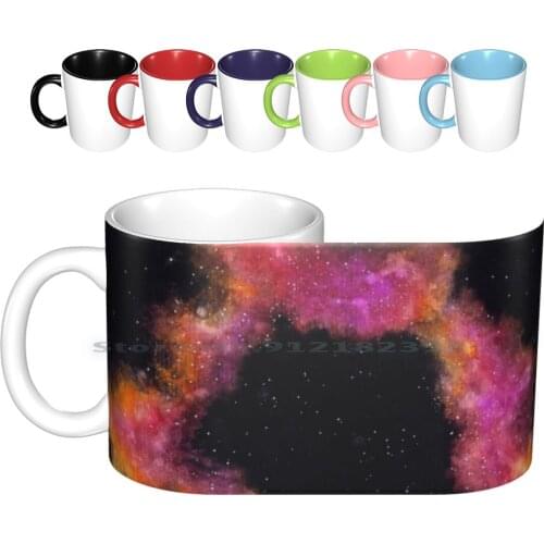 Orange , Yellow And Pink Watercolor Nebula Ceramic Mugs Coffee Cups Milk Tea Mug Lunar Stars Astrology Galaxy Luna Star Nebula